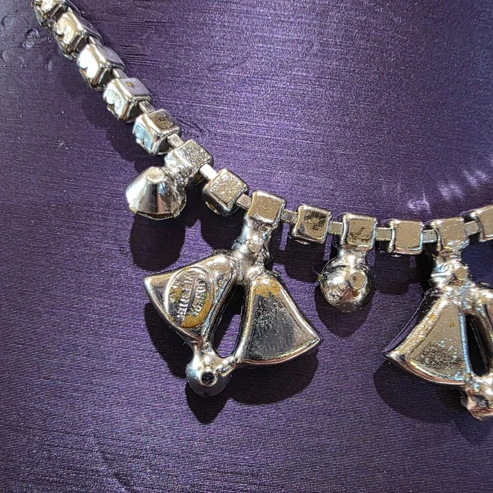 1940-1954 Joseph Weisner NY Brilliant Crystal Drop Rhinestone Statement Necklace